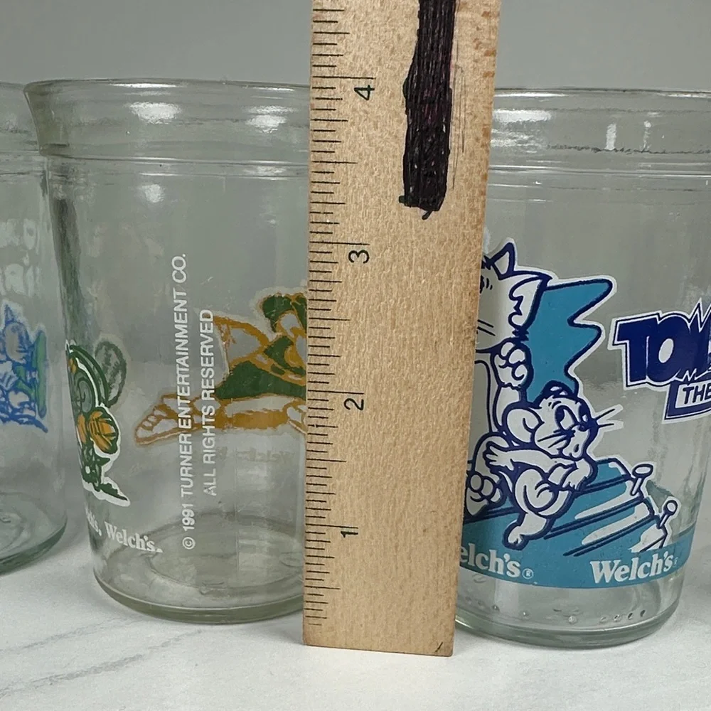 Vintage Tom&Jerry Cartoon Character Jelly Glass Set 4-4” 1990